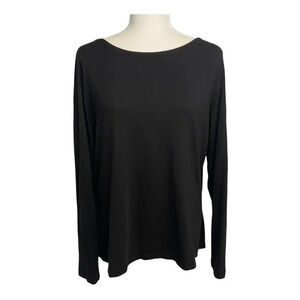 The White Company Black Split Back Sweater w/ Lace Detail